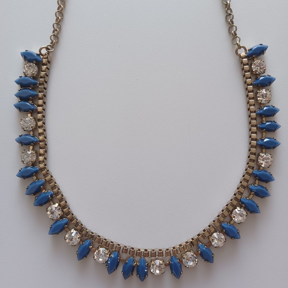 J.Crew Gemstone Gold Tone Adjustable Chain Necklace, Blue, NWT